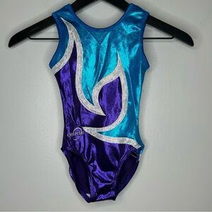 Obersee Child Size Small CS Gymnastics Dance Cheer Leotard Teal Purple